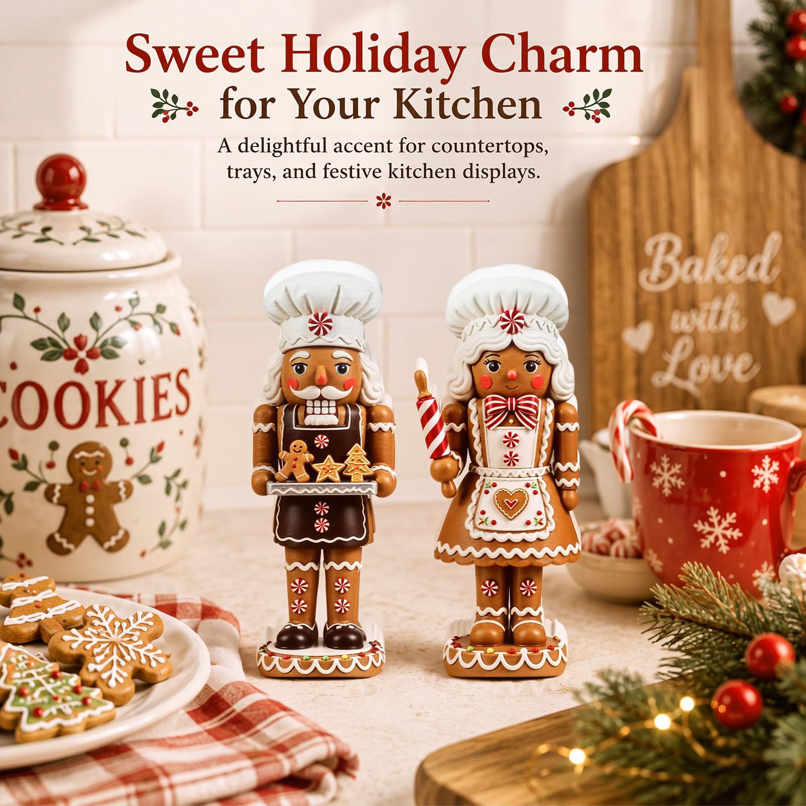 Nutcracker Figurine - Ensemble décoratif en bois représentant un